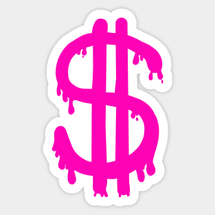 preppy pink money symbol Sticker